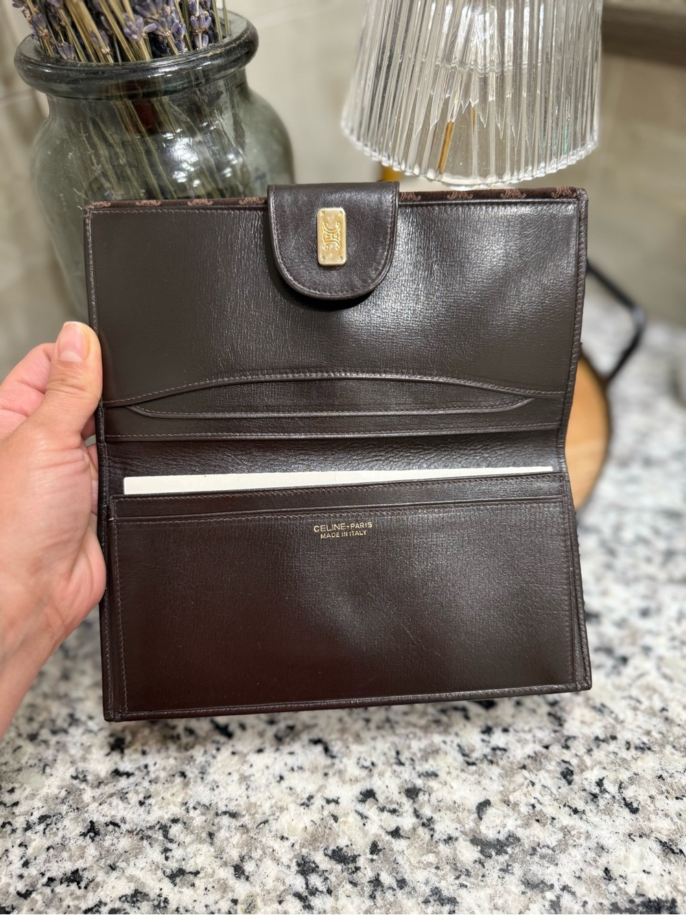 Celine Brown Suede Long Wallet - Picture 4 of 7